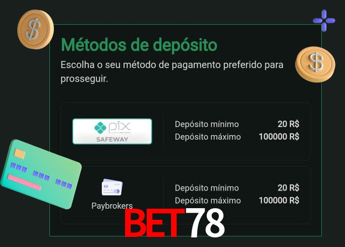 O cassino bet78 oferece uma grande variedade de métodos de pagamento